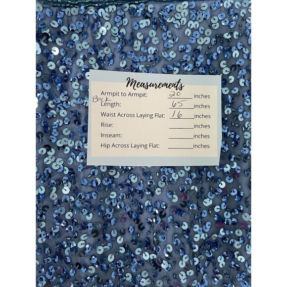 Mac Duggal Dress 5510 French Blue Sequin Long Sleeve Gown Size 12 - Picture 6 of 7